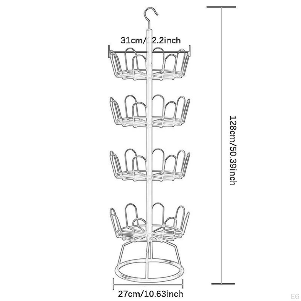 Árvore de Sapatos Giratória de 4 Níveis Rack Giratório Cabide Resistente que Economiza Espaço para