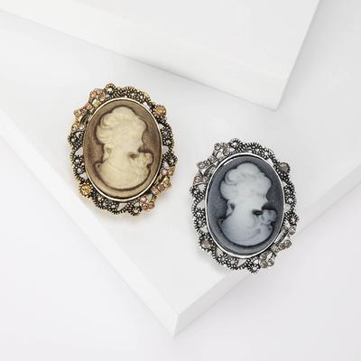 Mode Kreative Retro Schönheitskopf Brosche, Legierung Diamantenbesetzte Königinnenkopf Boutique Brosche