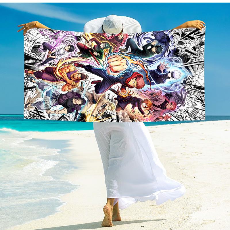 1 pieza Toalla de playa de Héroes de Anime Potentes, Toalla de playa absorbente de secado rápido, Toalla de playa para deportes al aire libre y natación, Suave y cómoda Y7221