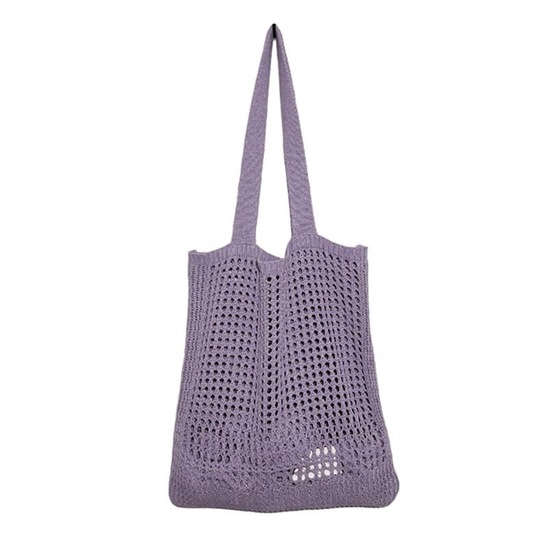 Breathable Knit Handbag with Spacious Design Open-Weave Shoulder Bag for Women Beach Shopping Outings Summer Hollow OutTote Bag