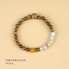Niche design Shoushan stone green sandalwood bracelet women's single circle spacer with accessories beaded bracelet Wenwan bracelet women's model