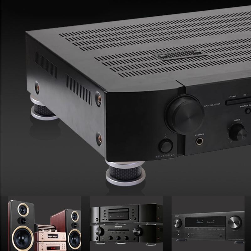 Speaker Pad Isolation Feet Pad Shock Absorbing Aluminum Carbon Subwoofer Isolator Mounting Turntable Recorder
