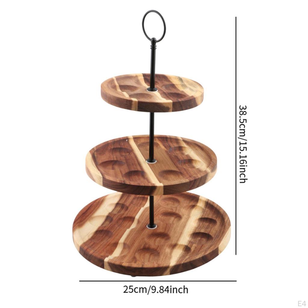 3 -level Wooden Egg Storage Pill, Multipurpose Tray Support, Cupcake Support for