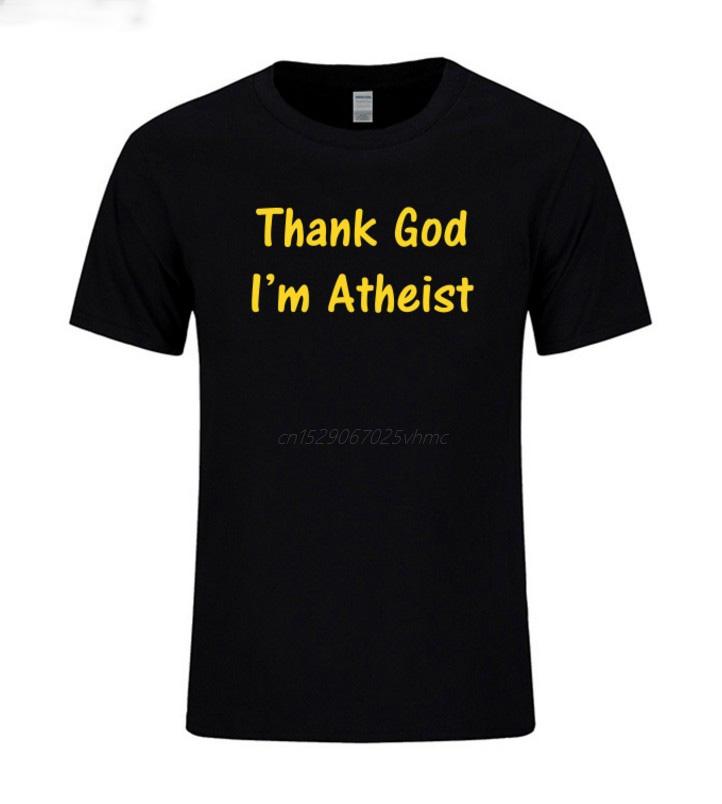 Gott sei Dank bin ich Atheist Lustig Bedrucktes Unisex T-Shirt Religion Wissenschaft Atheismus Geschenk Oberteile Unisex Lässiges Kurzarm-T-Shirt