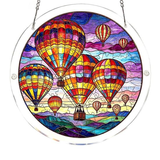 Acrylic Jigsaw Puzzle Suncatcher 83 Pcs DIY Puzzles Craft Kit for Adults Colorful Window Hanging Ornament for Women Men Home Garden Decor