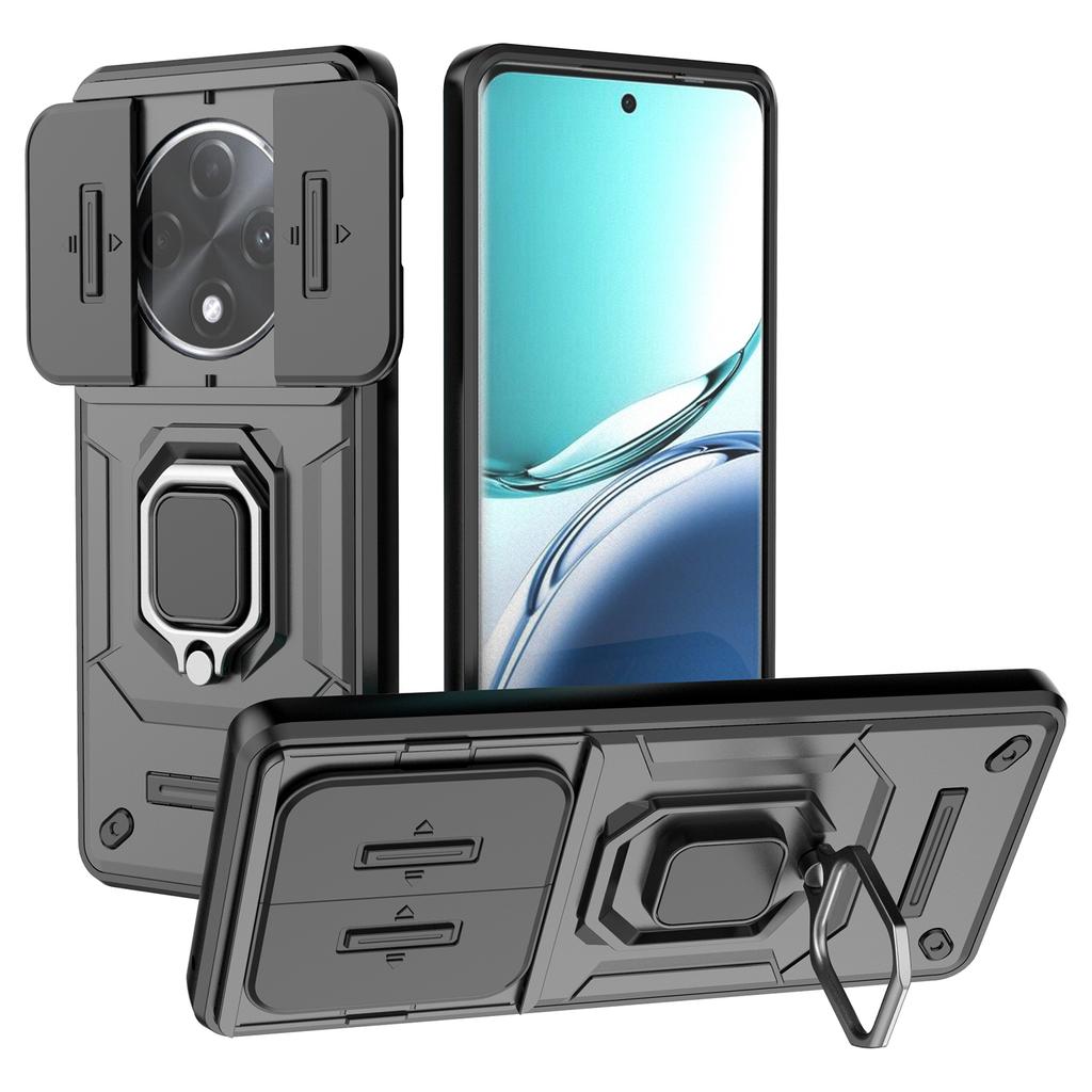 For Oppo F27 Pro+ 5G Case Kickstand PC+TPU Phone Shell with Lens Cover