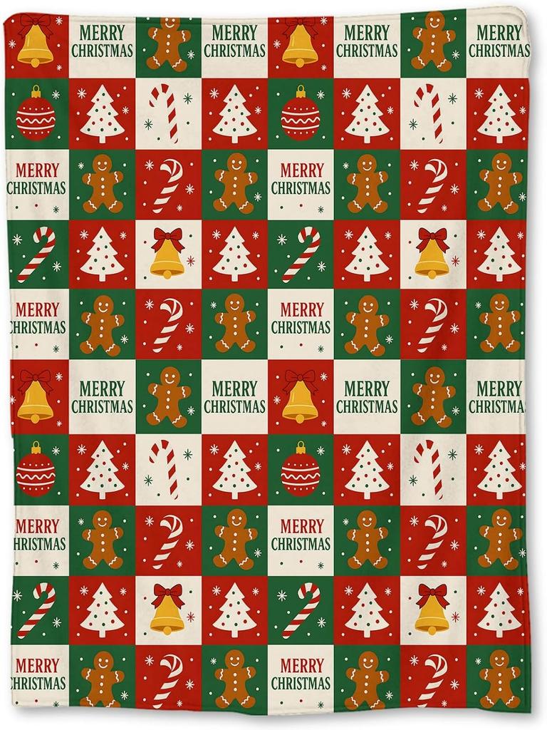 Christmas Cute Santa Face Blanket, Soft Lightweight Flannel Pink Holiday Throw Blanket for Couch, Bed, Travel & Home Decor Gifts