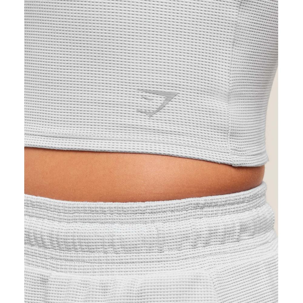 Gymshark Waffle Cropped Tank Light Grey B3b2g Gb7k