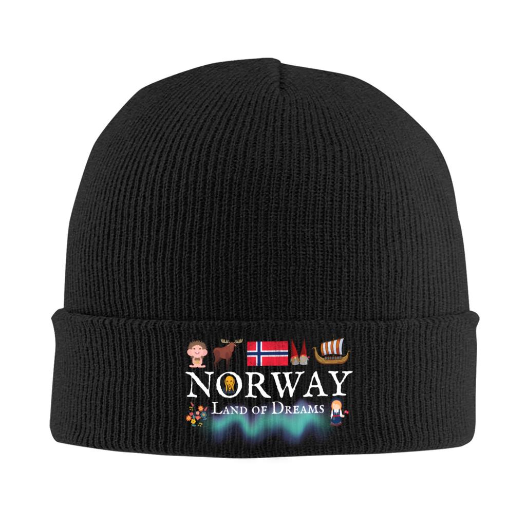 Coat of arms of Norway Skullies Beanies Caps Unisex Winter Warm Knit Hat Street Adult Norwegian Flag Bonnet Hats Outdoor Ski Cap