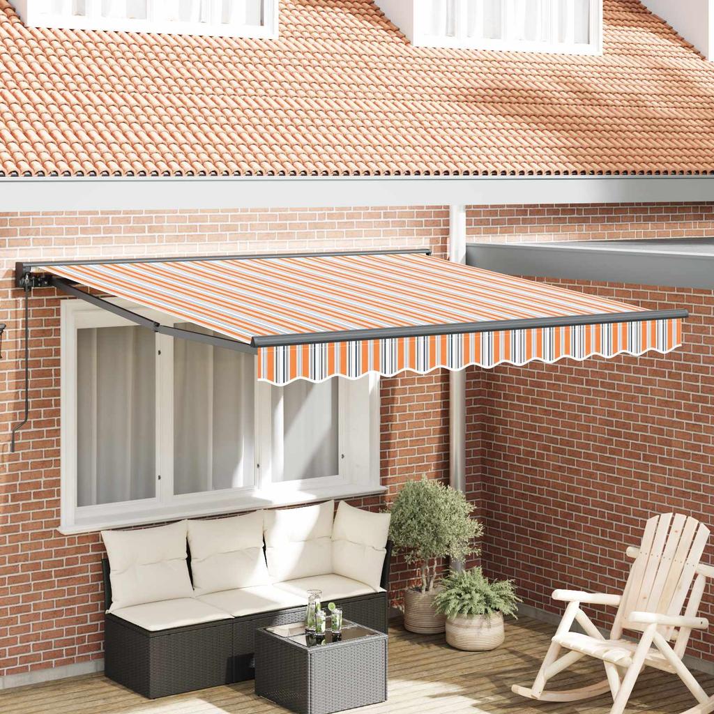 Retractable Awning Frame Blue and Orange 350 X 250 Cm