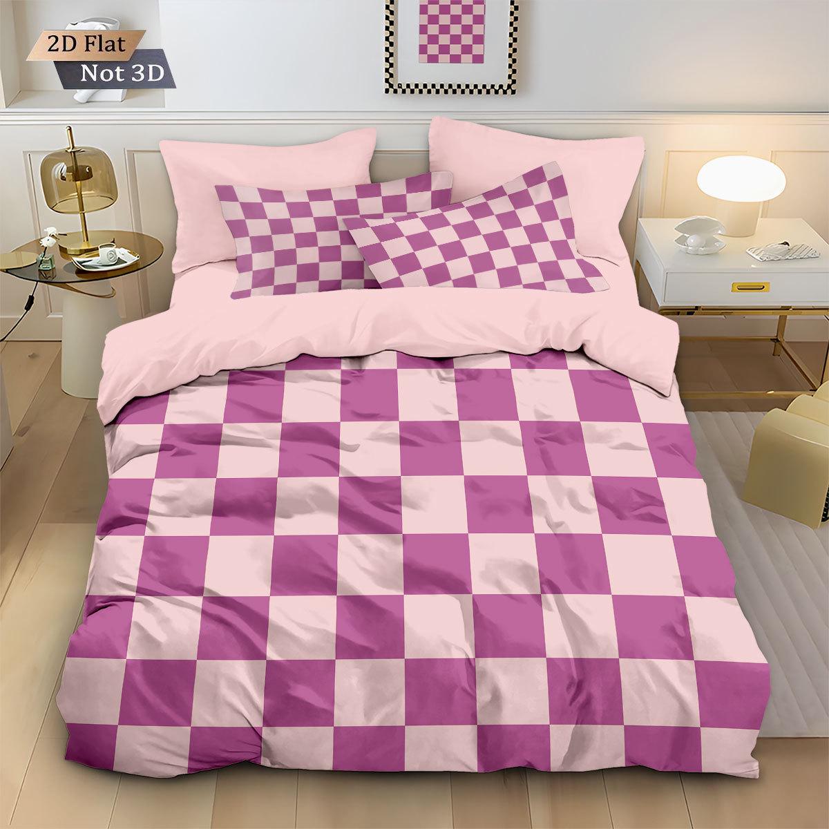

Geometric Colorful Checkerboard 3D Printed Brushed Duvet Cover Set Single 135x200