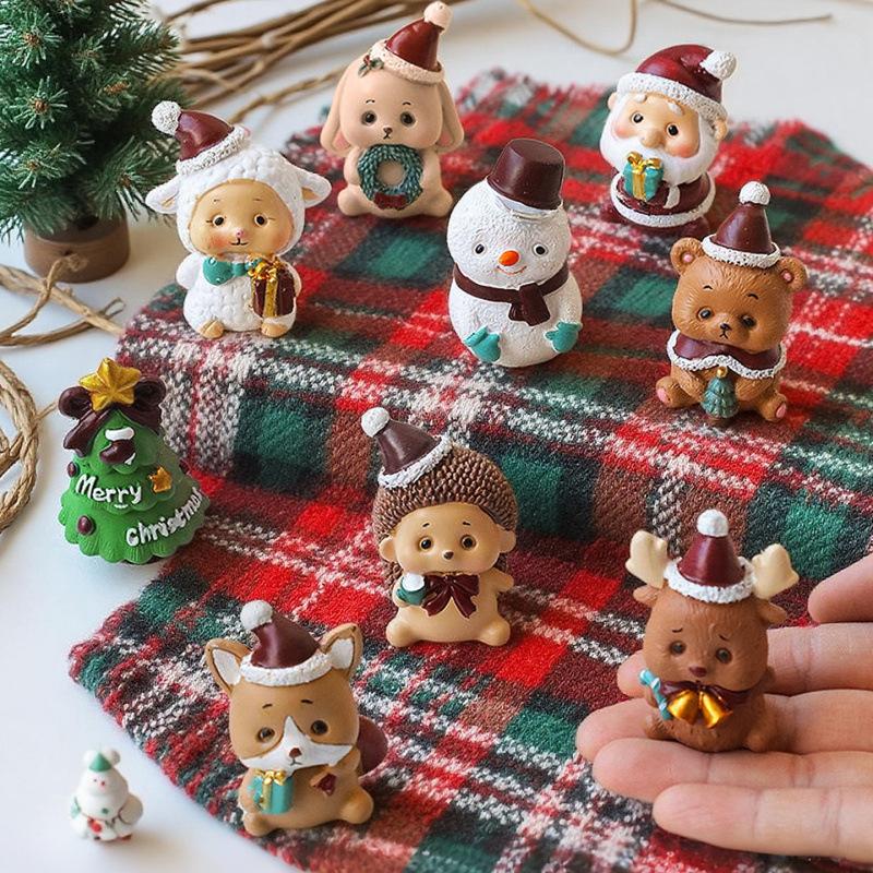 Christmas Small Ornaments Micro Landscape Cute Cartoon Santa Claus Christmas Tree Animal Decoration Ornaments Christmas Gifts