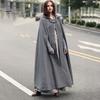 Winter Women Jacket with Hood Medieval Retro Cape Gothic Keep Warm Shawl Ankle Length Loose Cloak Thick Single-Button Closure Outdoor Poncho Pirate
