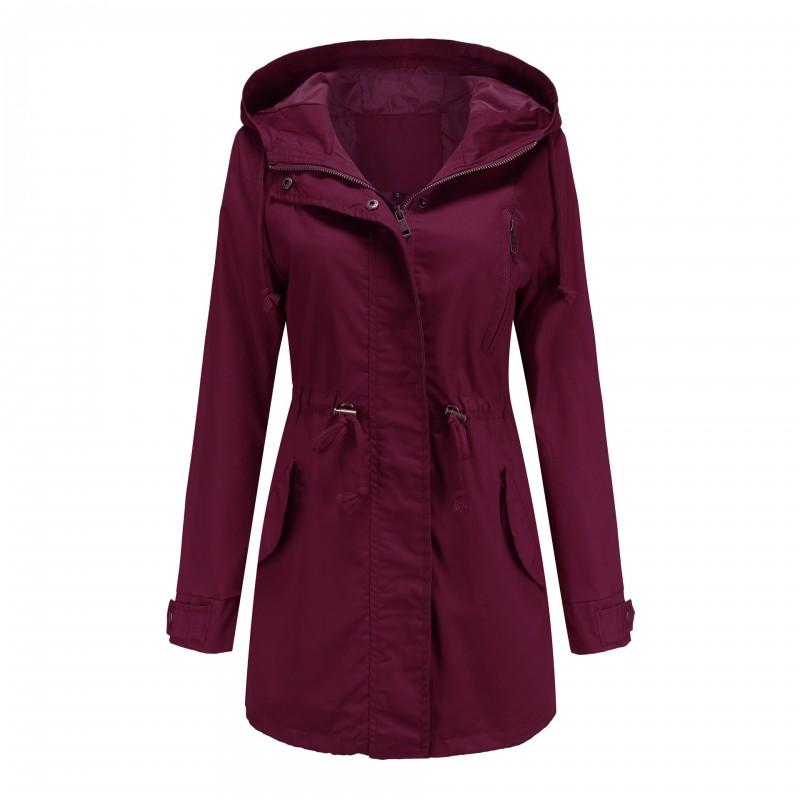 Womens Cotton Hooded Windbreaker Jacket Loose