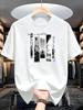 Fashionable Unisexs Summer Retro City Landscape Print Soft And Breathable Round Neck Tshirt Machine Washable Outdoor Casual Top