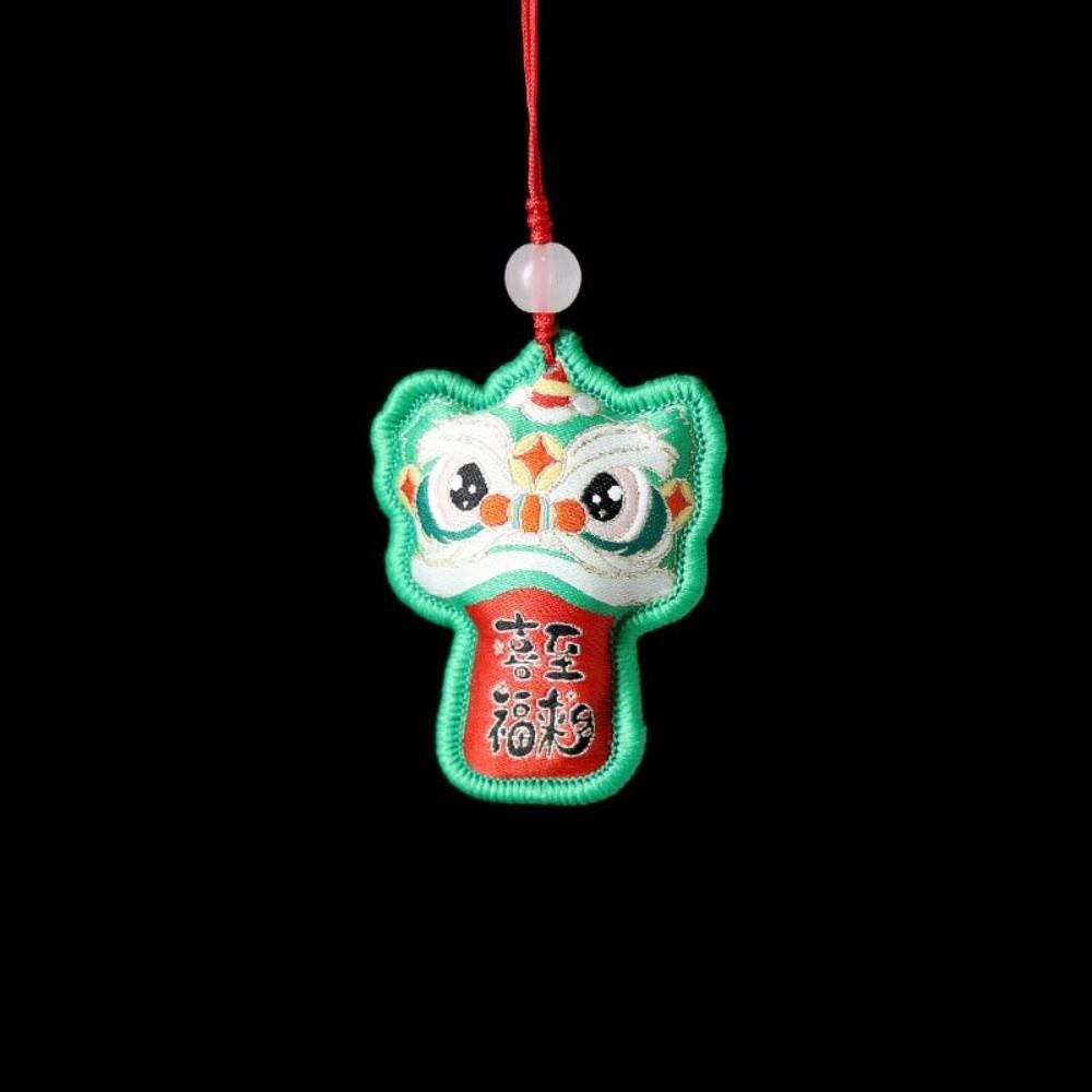 Brocade Lion Dance Embroidered Pendant Chinese Style Spring Festival Chinese New Year Pendant Funny Zodiac Mascot