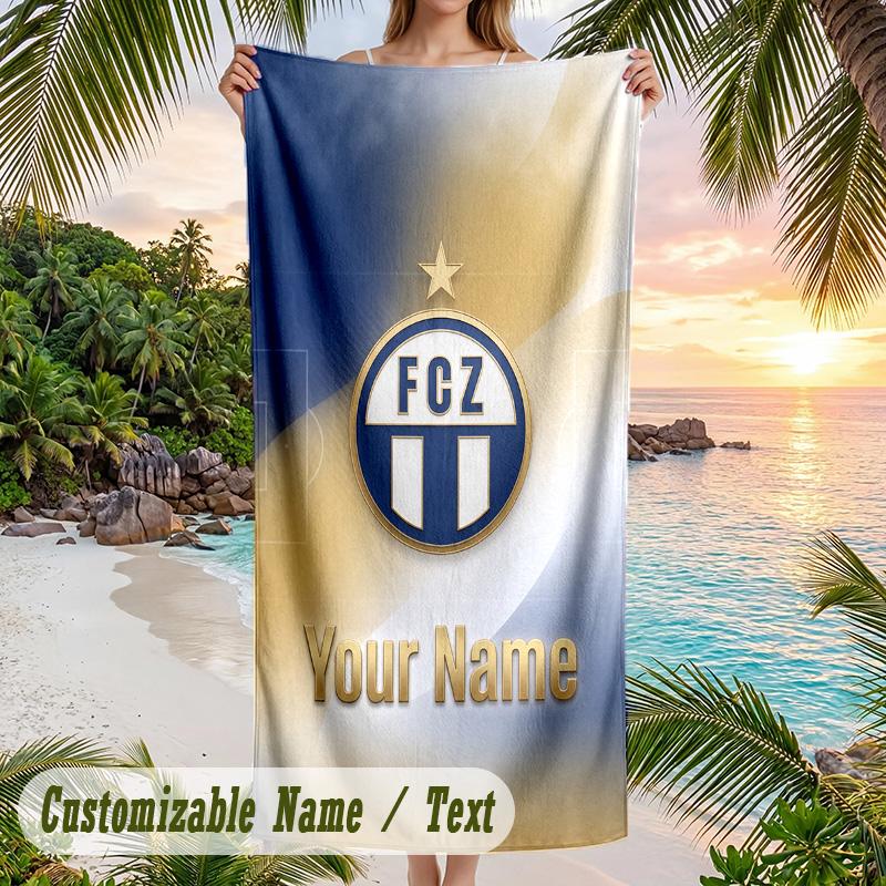 Beach Towel FC Zürich Print Custom Name Text Soft Towel for Swimming Pool
