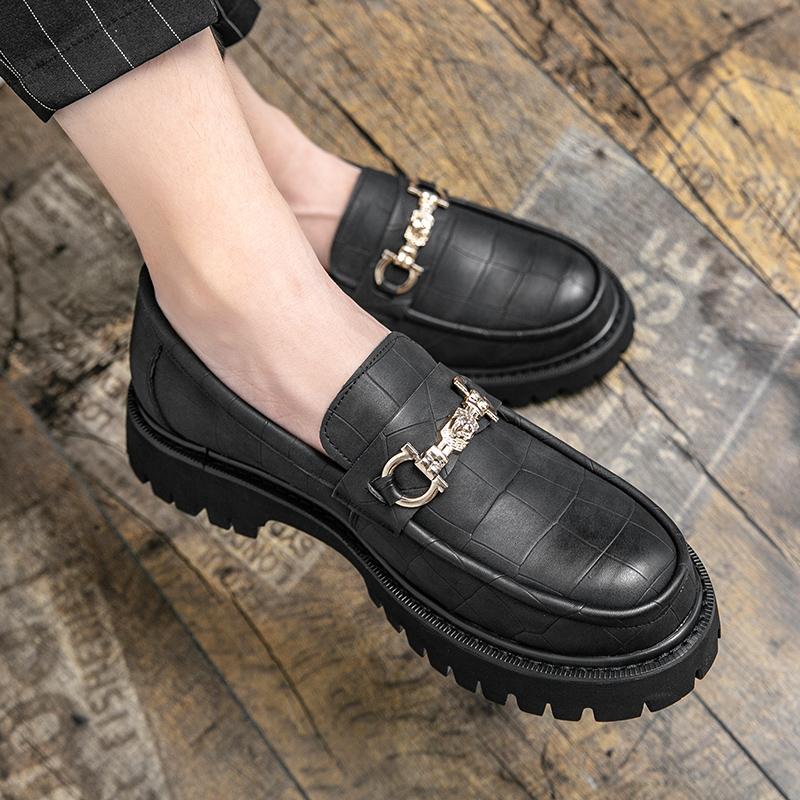 Men New Formal Shoes PU Thick Sole Anti Slip Casual Business Office Lefu Shoes European Thick Sole Social Shoes Men Shoe