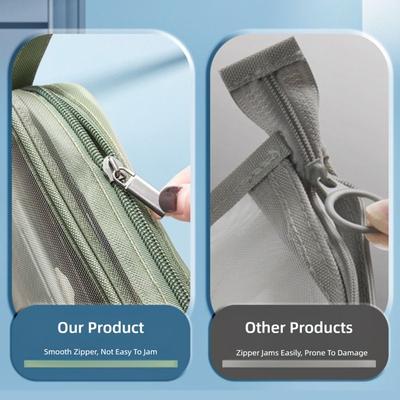 Durable Mesh Pen Bag Portable Transparent Pencil Case Large Capacity Stationery Organizer School Office