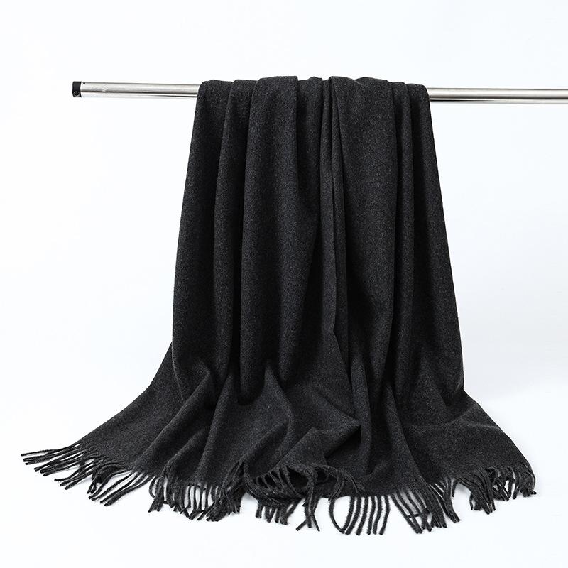 Wool Scarf Women's Winter Korean Style Thickened Warm Solid Color Scarf Shawl High End Versatile Cashmere Scarf