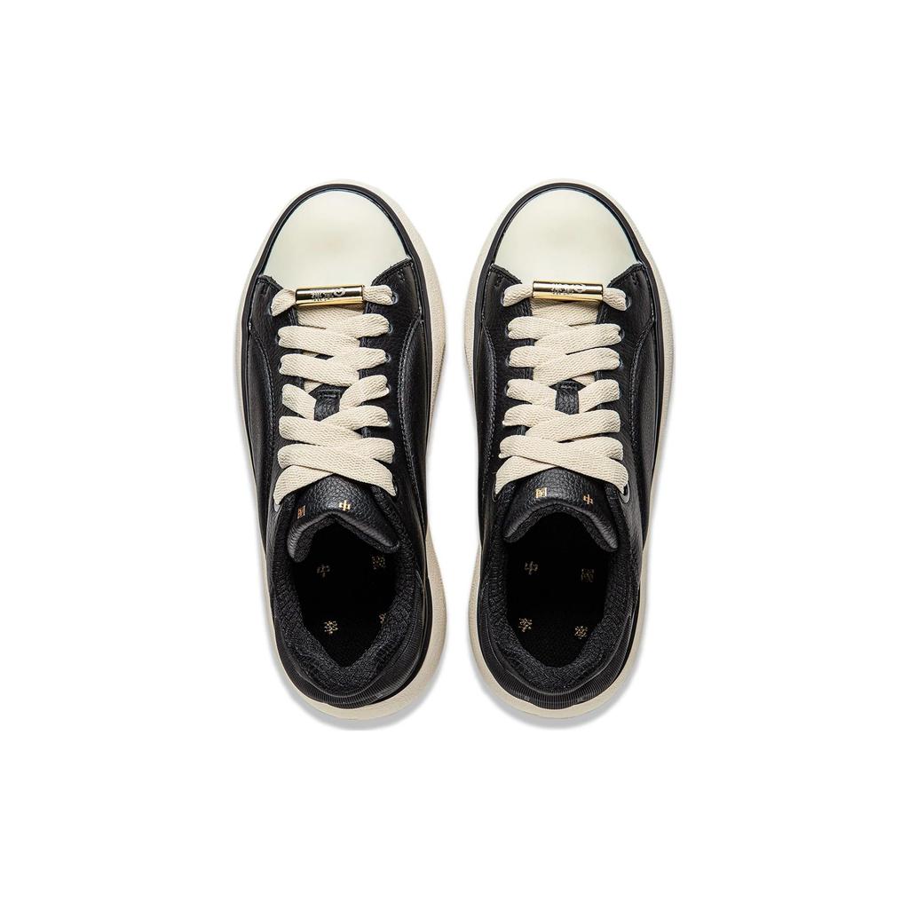 Li Ning Cloud Travel C4D Versatile Comfortable Simple Non-Slip Wear-Resistant Low-Top Lifestyle Casual Shoes Women Casual Shoes Black White AZGU038-2