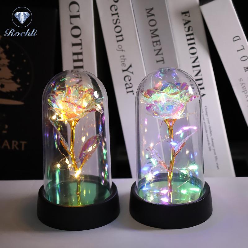 Eternal flower rose bouquet plastic cover glass cover birthday gift for girl girlfriend Qixi Festival Valentine's Day ornament