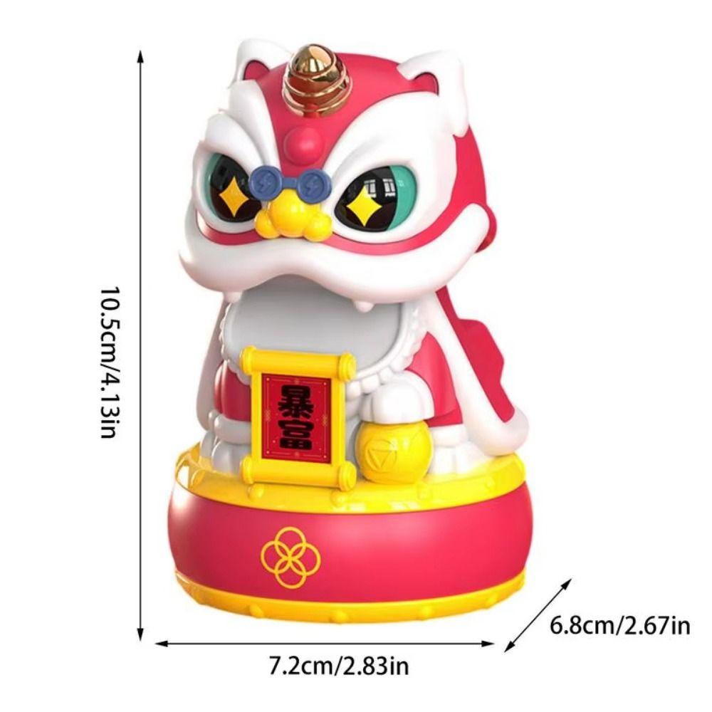Attracting Wealth Desktop Wake Lion Statue Solar Shaking Head Ornament  Home Car
