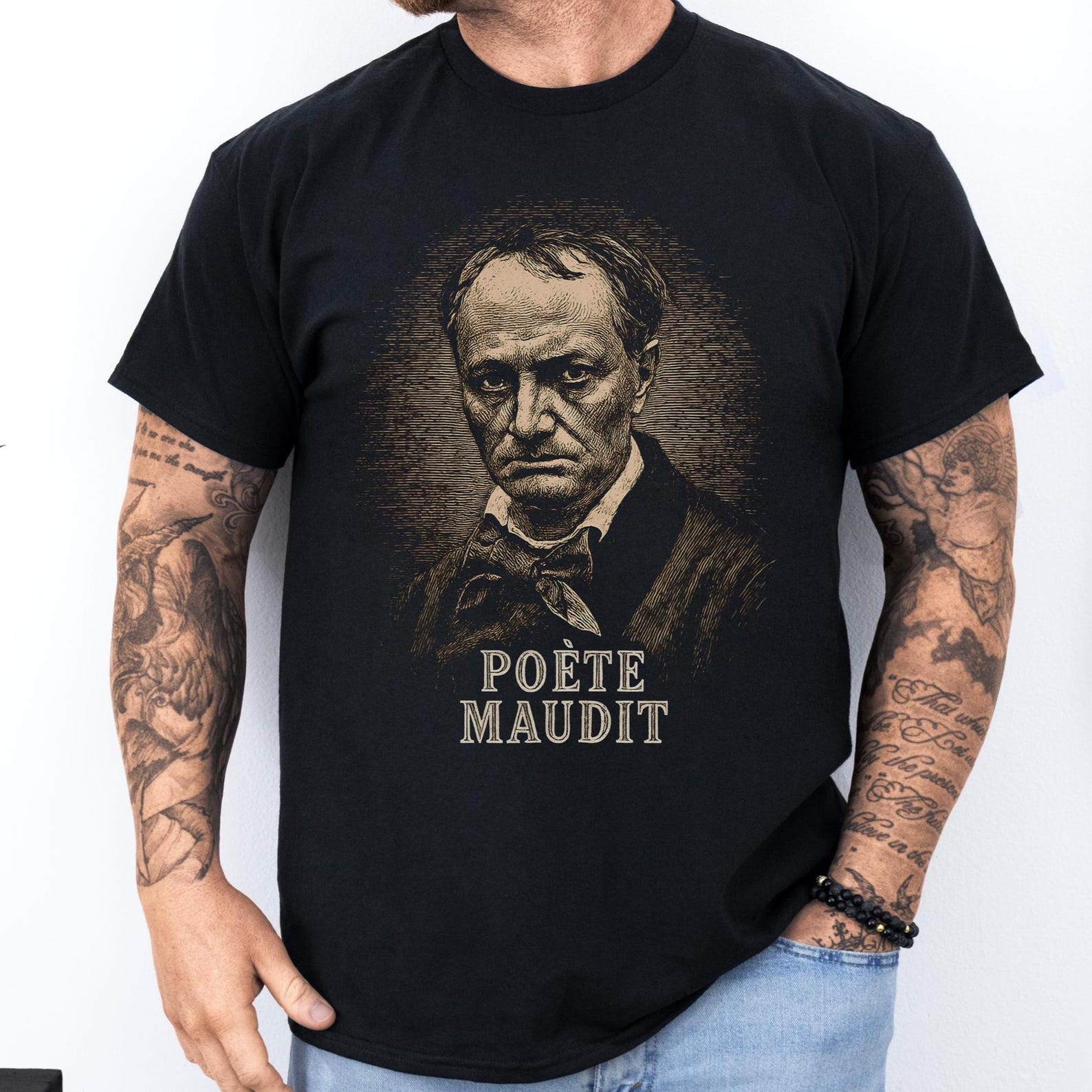 Charles Baudelaire Shirt: Poète Maudit T-Shirt | Gothic Literature Tee | French Poet | Dark Romantic Author Gift XL
