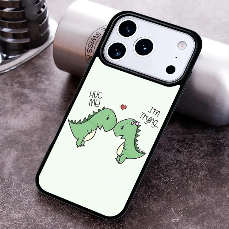 Dinosaur Couple Cat Pinch Face Phone Case For iPhone 17 16 15 14 13 12 11 Pro Max Plus 17Air Soft Silicone Cover
