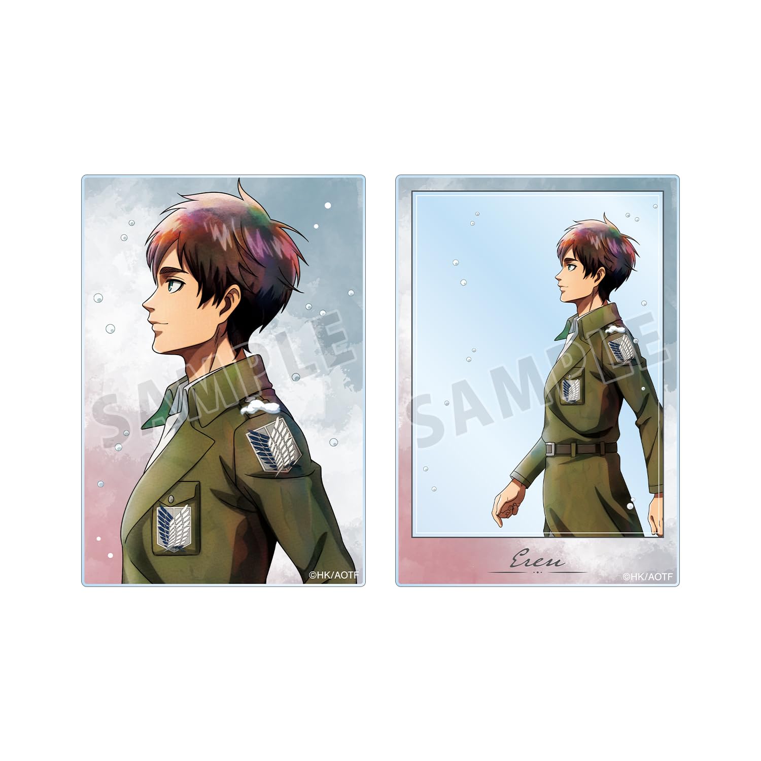 Атака титанов Оригинальная иллюстрация Эрен Зимняя прогулка Акриловый набор карточек из 2 штук Вер.