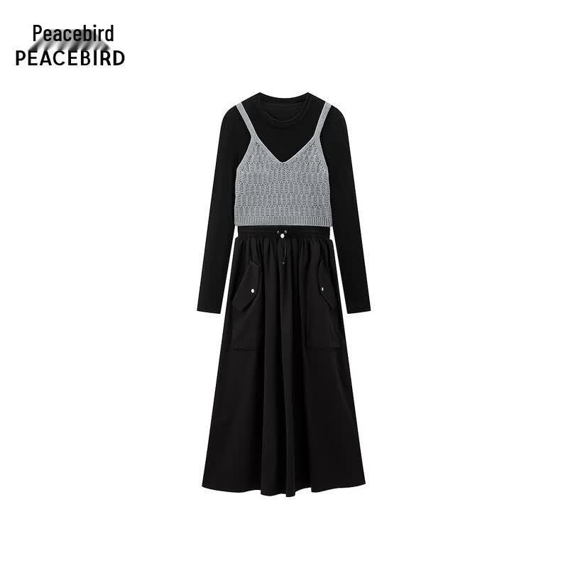 PEACEBIRD Two-Piece Knit Dress XL чёрный