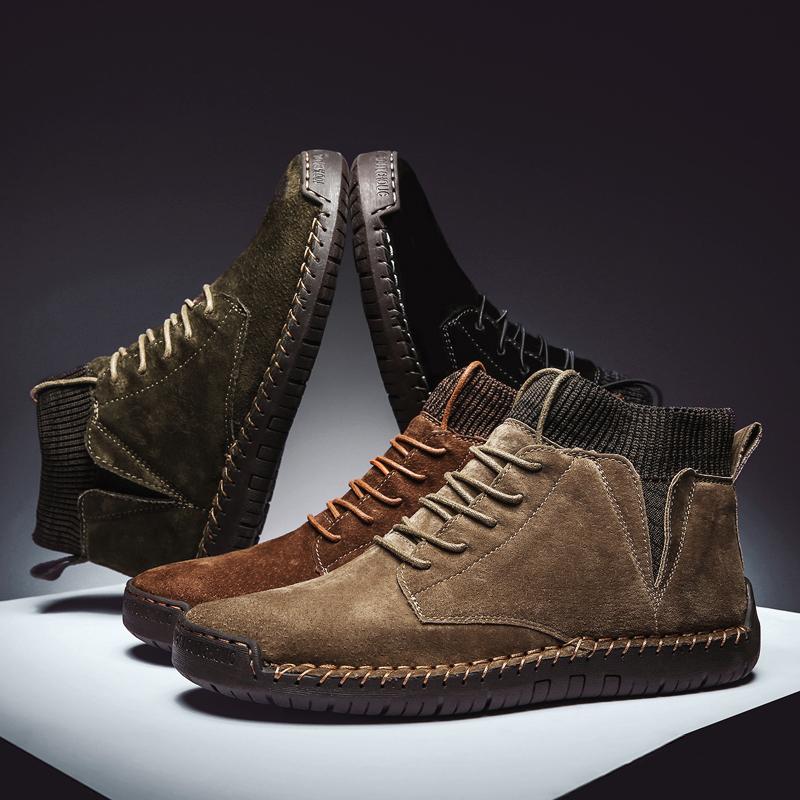 Quality Men Boots New Lace UP Men Shoes Non-slip Wearable Large Size Casual Shoes Plus Retro Trend Fashion Men Boots