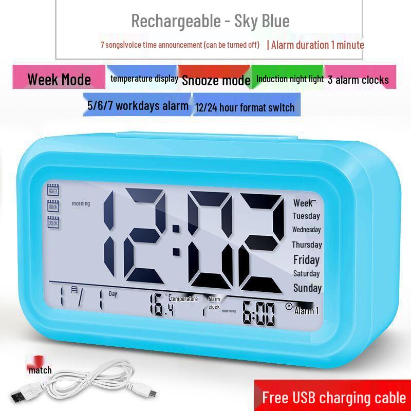 Multifunctional Smart Alarm Clock for Students and Children, Wake-Up Tool, Desktop Clock for Boys and Girls