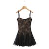 American retro niche sexy lace perspective suspender mini skirt women's spring and summer new backless dress short skirt