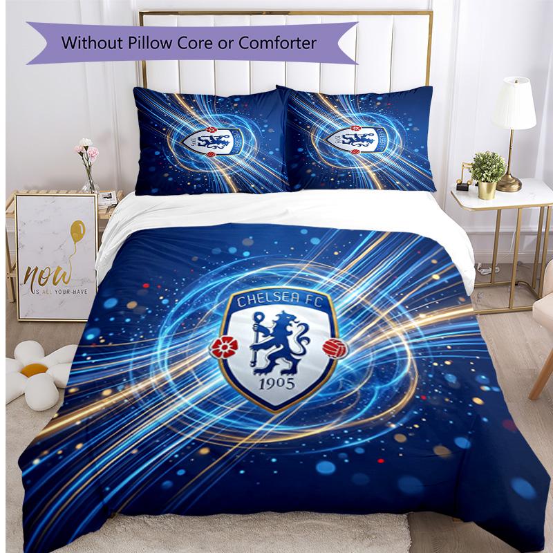 Set Lenzuola 3 Pezzi Stampato Chelsea FC Morbido Delicato sulla Pelle Lavabile Copripiumino e Federe Set Tutte le Stagioni Camera da Letto