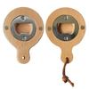 Solid Wood Bottle Opener with Handle Round Refrigerator Magnets Ergonomic Grip Beer Opener for Home Commercial Use