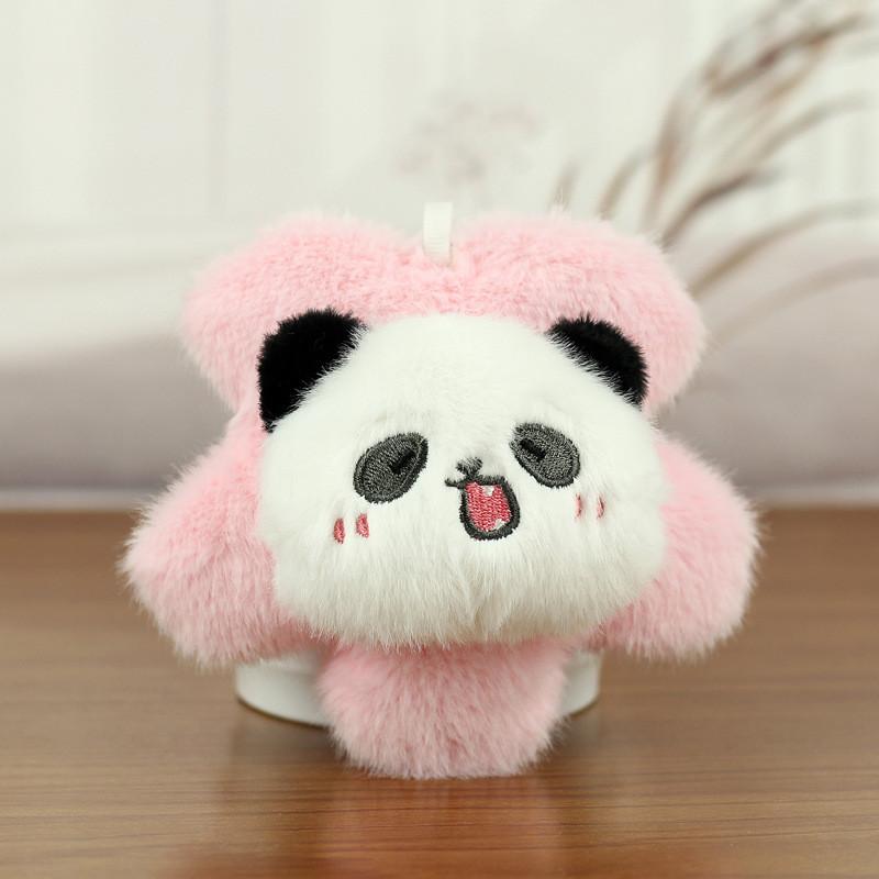Charming Panda Plush Keychain With Vibrant Flower Accents Ideal For Bag Accessories