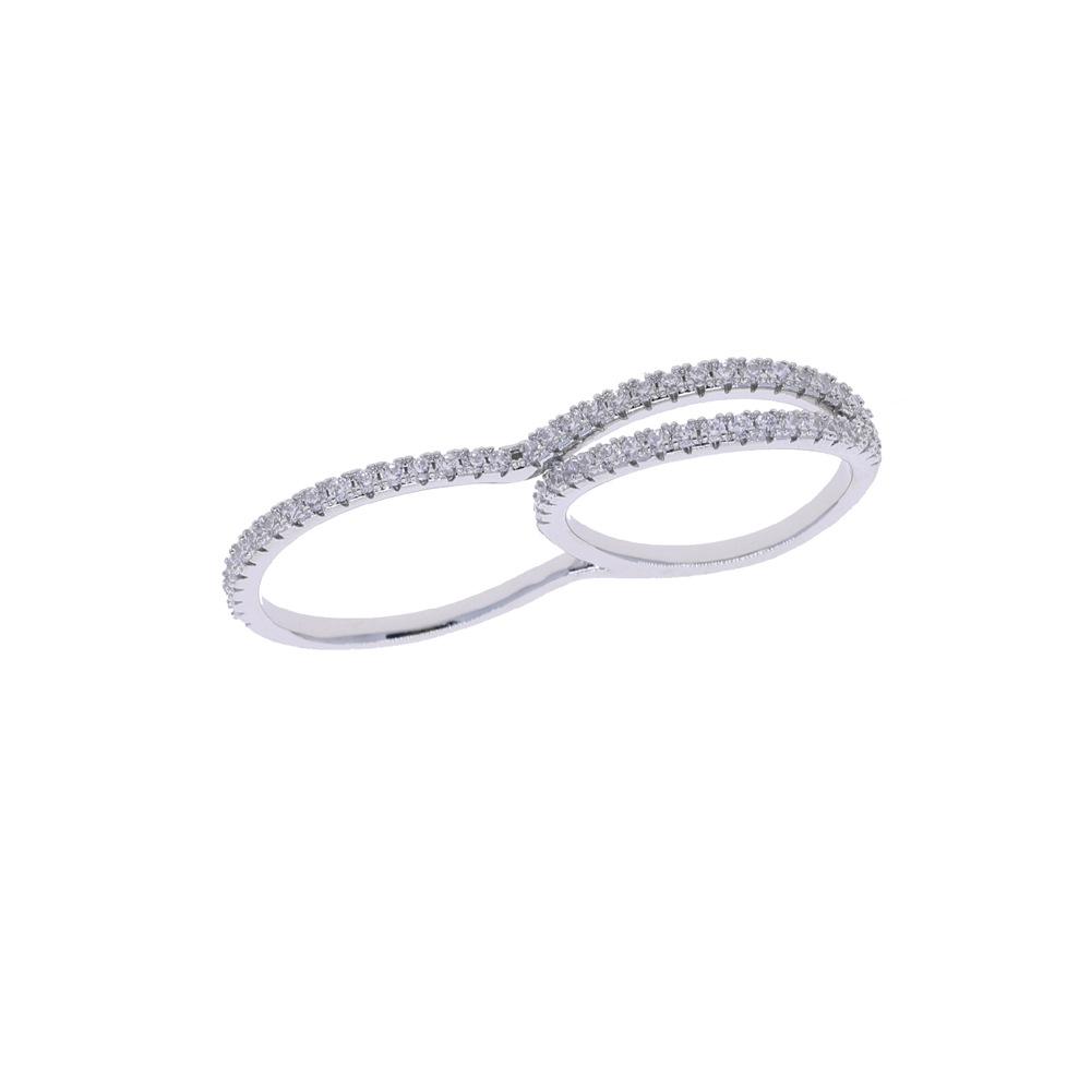 Cold Wind Cross Zircon Ring for Women Light Luxury High-end diamond Row Double Circle Ring Versatile Niche Jewelry for Commuting