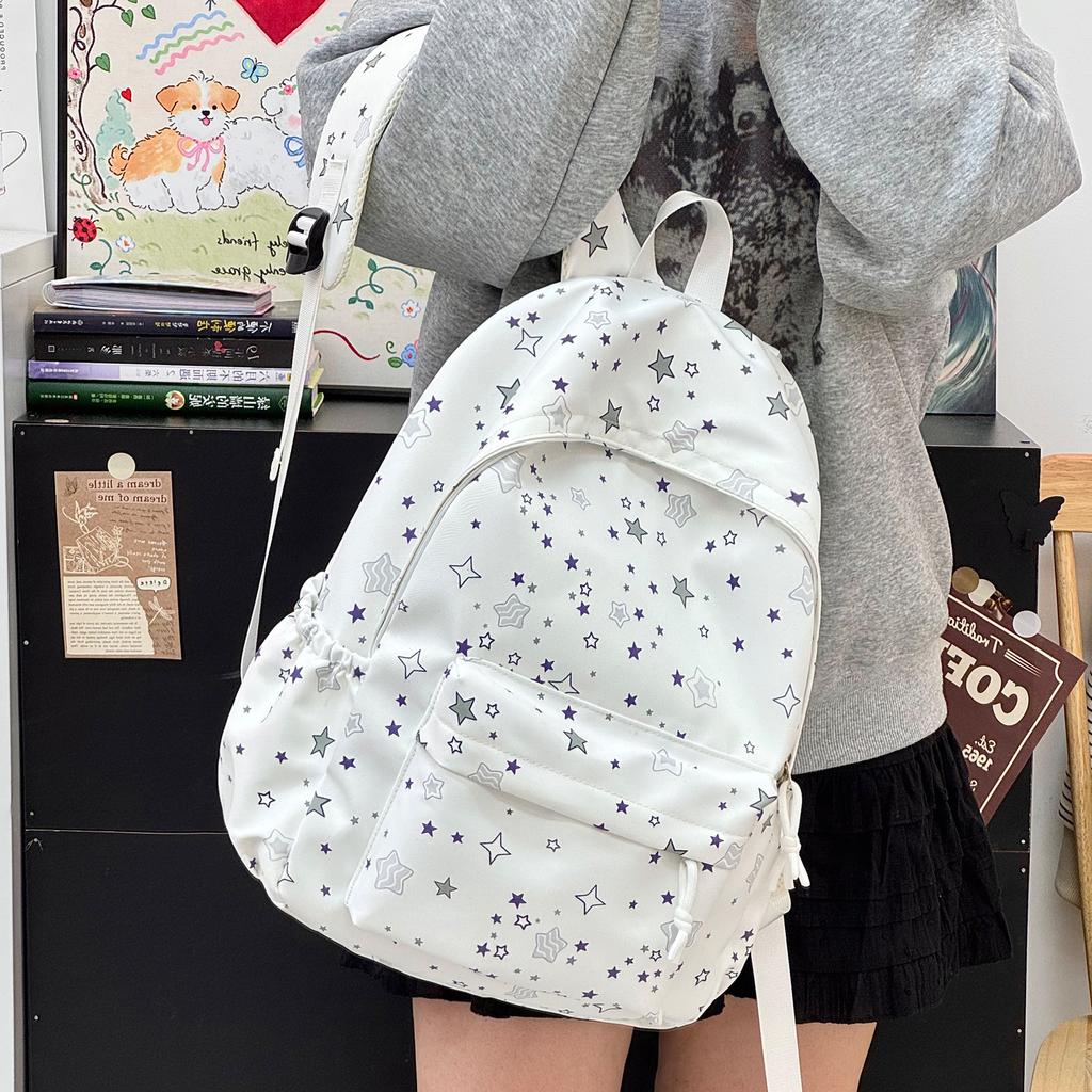 Schoolbag Japanese Star Printing Backpack Female Student Schoolbag Lightweight Large Capacity Casual Backpack Girl Heart High Value Back