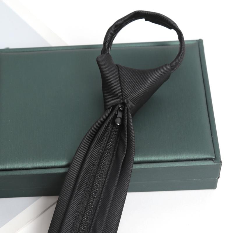 Black Colors Zipper Tie Handmade High Quality Necktie Skinny 6CM Men Ties for Man Women Jacquard Cravat Business Party Corbatas