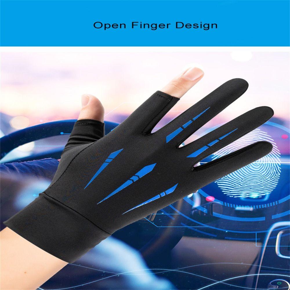 Two Finger Breathable Fingerless Ice Silk Gloves Anti-UV Gloves Summer Gloves Sunscreen Gloves