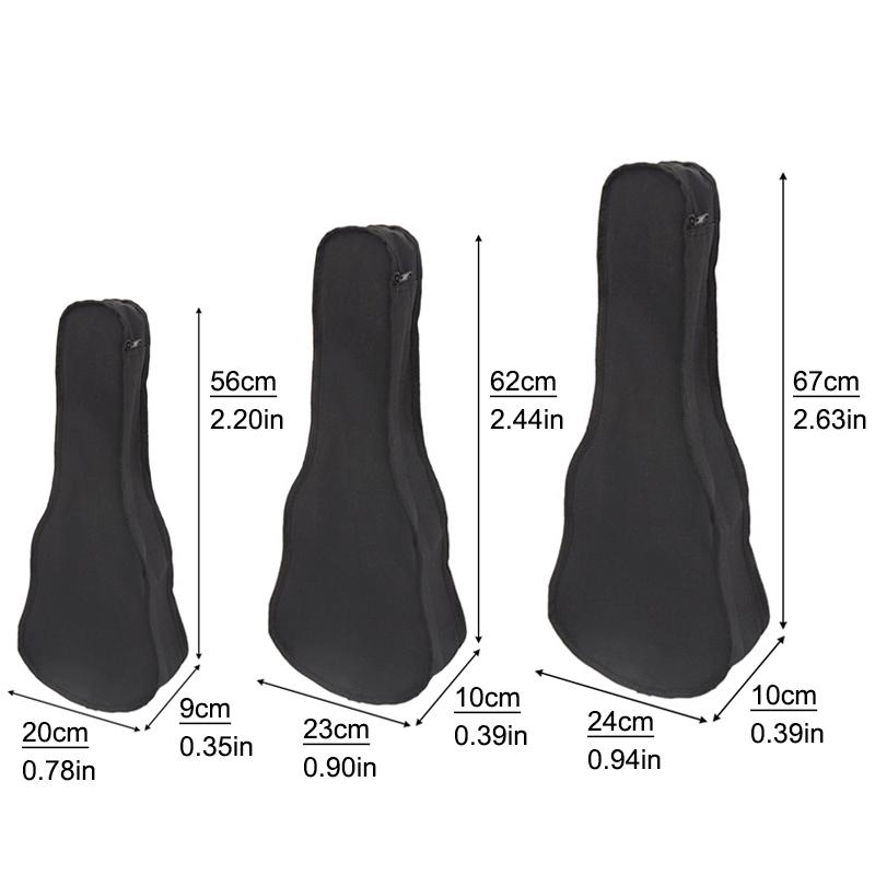 21 / 23 / 26 Inch Ukulele Bag Black Portable Padded Soft Case Single Shoulder Backpack