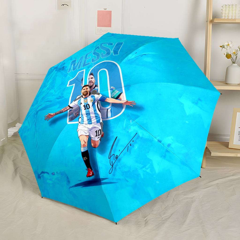 Messi's Iconic Celebration Automatic Umbrella Sturdy 8-Rib Shaft Foldable Design Perfect for Outdoor Adventures Compact Folding Umbrella