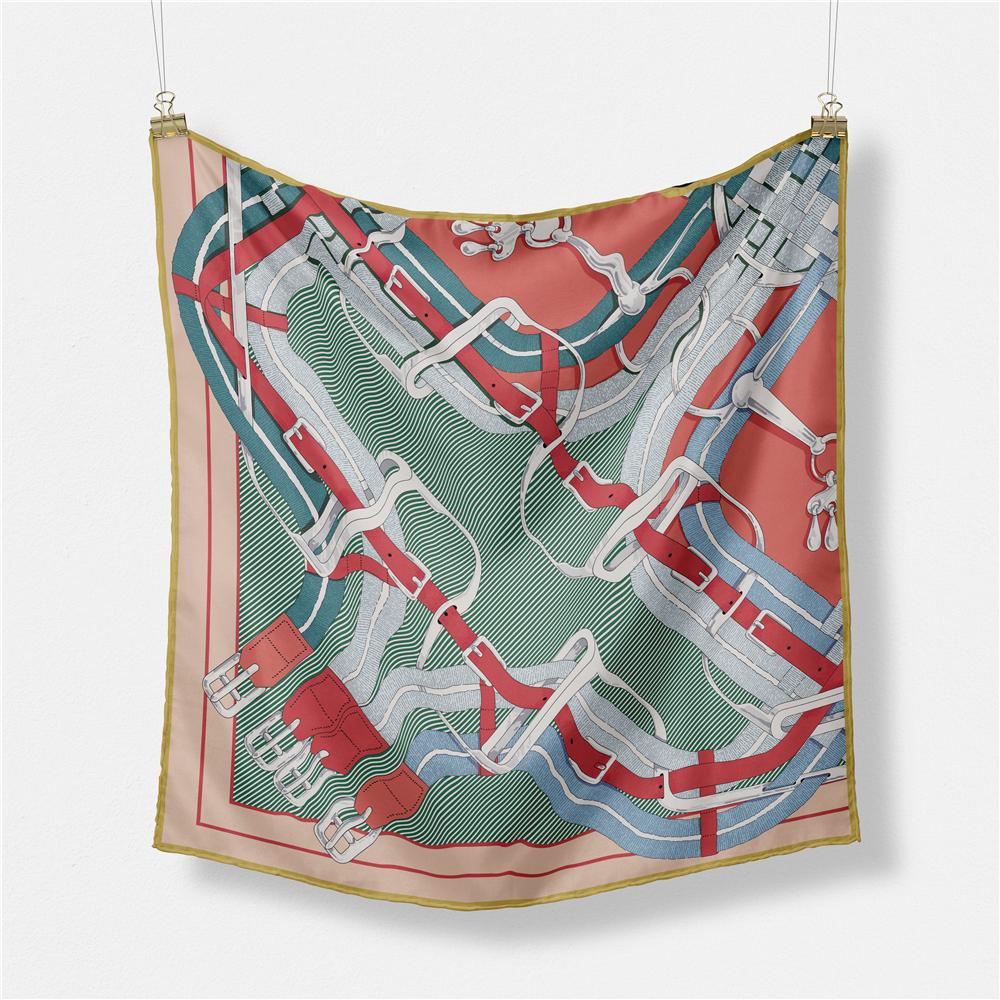 Twill Silk Scarf Woman Melt Painting Square Scarves Wraps Bandana Small Hijab Silk Foulards Tie Headband Neckerchief 53CM