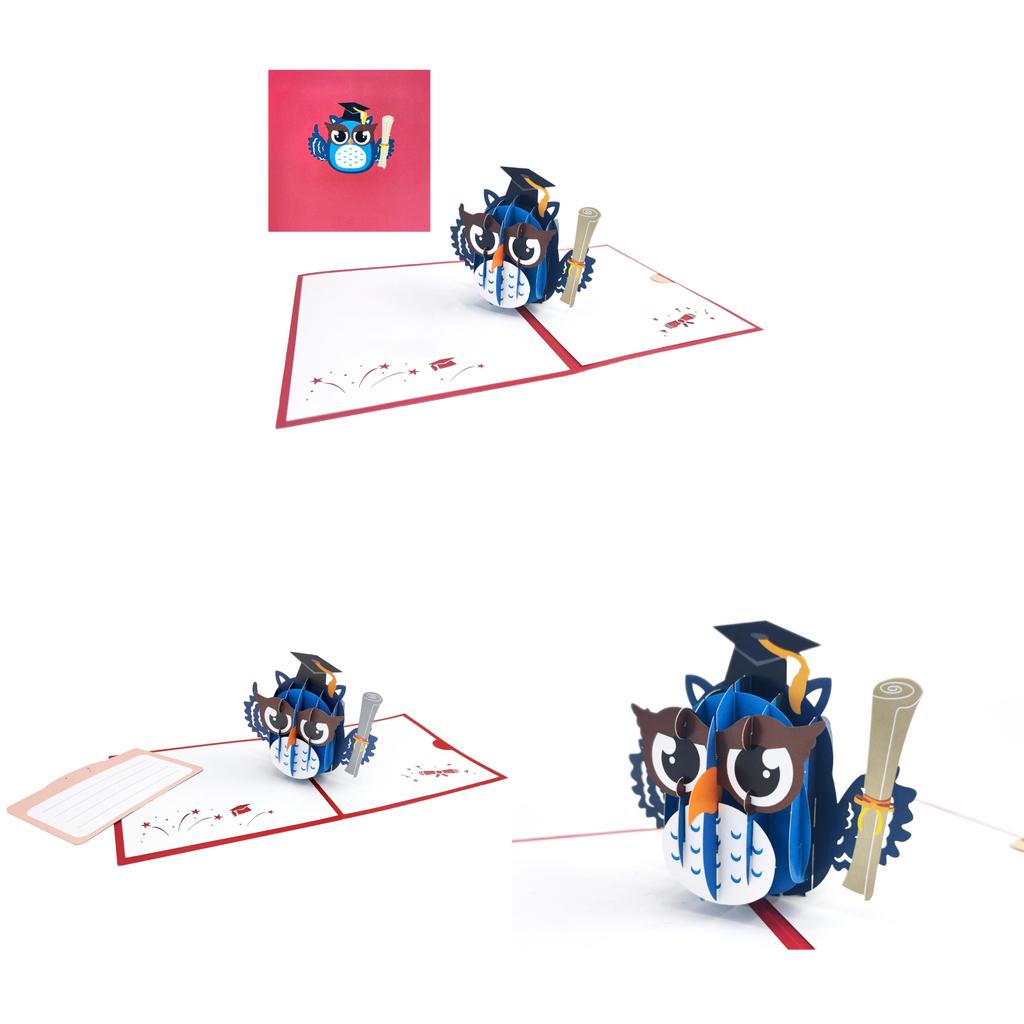 Owl Doctor 3d Pop Up Card Handmade Unique Graduation Gift For Friends