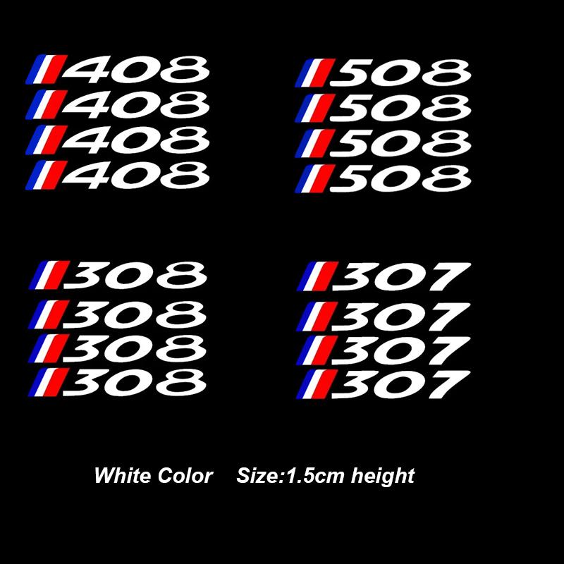 4Pcs Car Wheel Sticker For d444 3008 5008 2008 106 107 108 205 206 207 208 RCZ 306 307 308 508 406 407 408 4007 444d