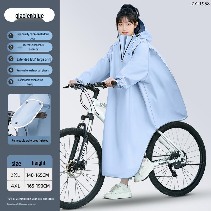Full-Body Electric Bike Rain Poncho for Men & Women - Extra Large, Thick, Anti-Torrential, Waterproof for Students