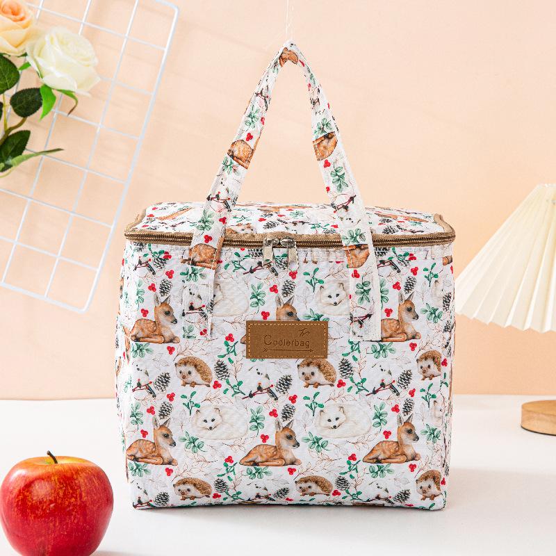 Oxford 4 Pockets Cooler Bag, Portable Handheld Insulated Lunch Bag, Outdoor Picnic Thermal Food Carrier