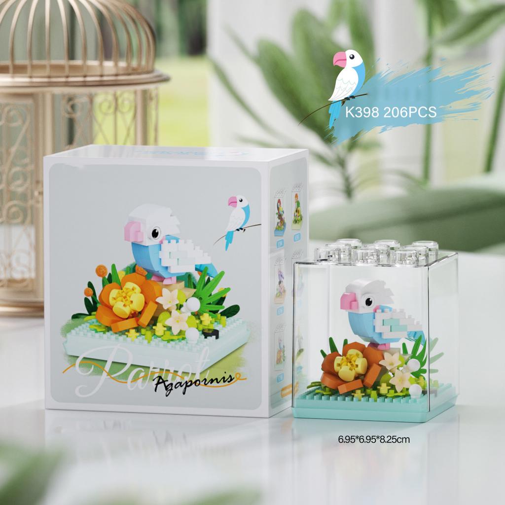 Idea Lovely Animal Nanobricks Micro Diamond Block Cute Birds Park Set Parrot Model 3D Walls Brick Construction Toys For Kid Gift