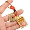 Sand Gold Unicorn Blessing Keychain: Fortune Abacus Pendant - Chinese Style Jewelry for Men and Women